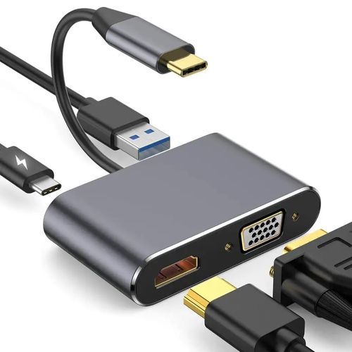 محول من النوع C إلى HDMI + VGA + USB 4IN1