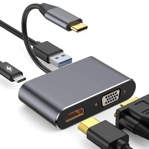 ADAPTATEUR TYPE C TO HDMI + VGA + USB 4EN1