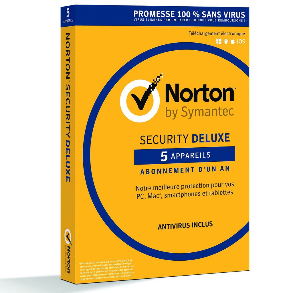 NORTON ANTIVIRUS SECURITY DELUXE 5 DEVICES 1 YEAR BOX