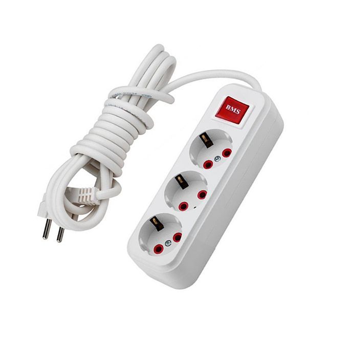 3-socket 2m power strip with BMS switch