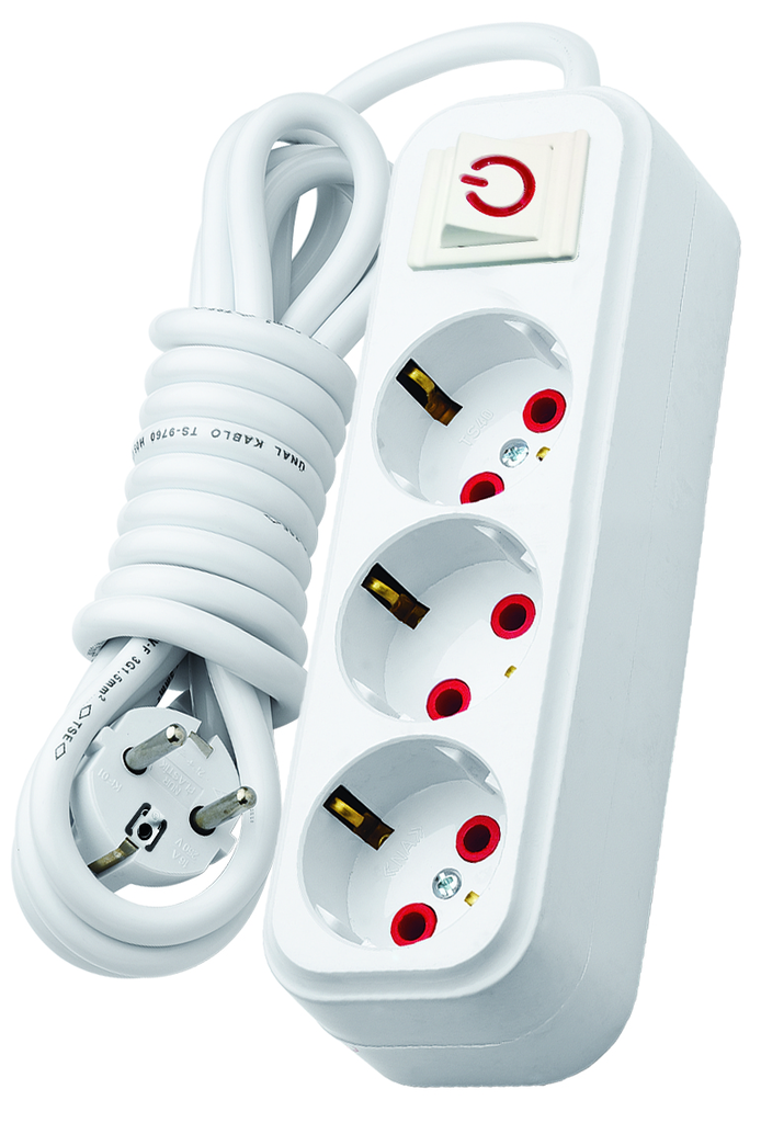 3-socket 5m power strip with BMS switch