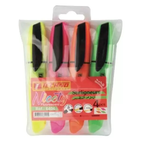 FLUORESCENT HIGHLIGHTER 4PCS TECHNO