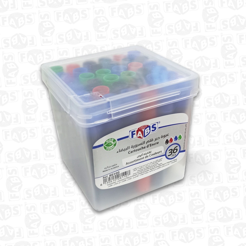 CARTOUCHE DE RECHARGE MARQUEUR TABLEAU 4 COULEURS 36PCS FABS