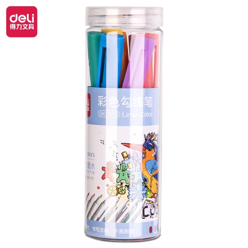 STYLO FEUTRE 8 COULEURS DOUBLE TETE EN BOITE DELI