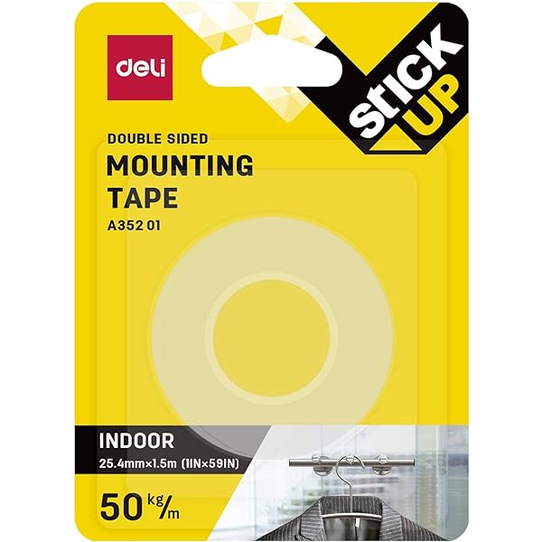 DOUBLE SIDED TRANSPARENT TAPE 25.4mm x 1.5m DELI