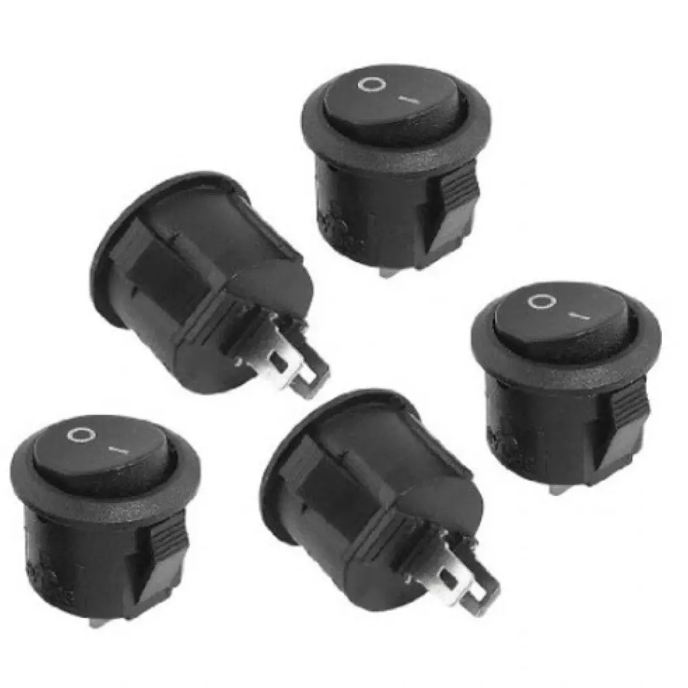  SPST KCD1 ROUND TOGGLE SWITCH, BLACK, AC 6A/125V 3A/250V