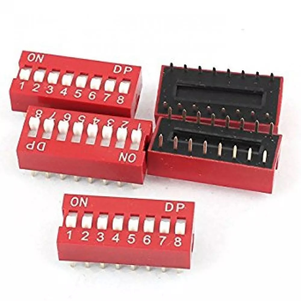  2.54MM 8POSITION 16PIN RED DIP SWITCH