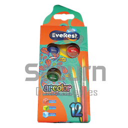 [EV-1131] 12-COLOR WATERCOLOR PAINT PALETTE + EVEREST BRUSH