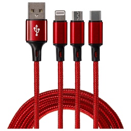 [LC96] USB TYPE A TO 3 CHARGER CABLE: LIGHTNING + MICRO + TYPE C 3.4A LDNIO