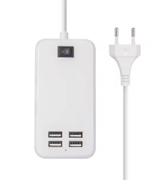 شاحن USB بأربعة منافذ مع مفتاح - قابس FR 220 فولت 15 وات 1.5 متر