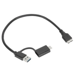 CABLE DISQUE DURE EXTERNE TO USB M + TYPE C M 30cm