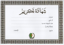 [18A706] DIPLOMA / GOLDEN A4 CERTIFICATE شهادة تكريم
