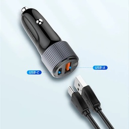 [C510Q] 38W AUTO CHARGER USB A + USB C + 1m IPHONE CABLE LDNIO