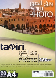 [TZ0080] PAPIER PHOTO A4 230G BRILLANT TAZIRI 20F