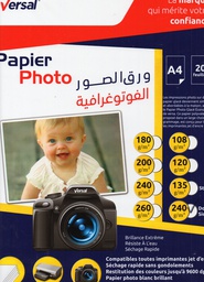 [#041] PAPIER PHOTO A4 240G BRILLANT DOUBLE FACES VERSAL 20F