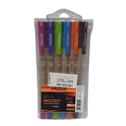 [7726] PACK OF 6 BALLPOINT PENS 1.0mm 6 COLORS HAUSER WOODY