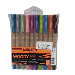 [7727] PACK OF 10 BALLPOINT PENS 1.0mm 10 COLORS HAUSER WOODY