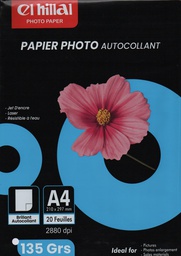 PAPIER PHOTO AUTOCOLLANT A4 135g 20F EL-HILLAL