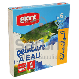 [G-1527] PEINTURE A EAU BOITE DE 6 COULEURS x 6ml GIANT