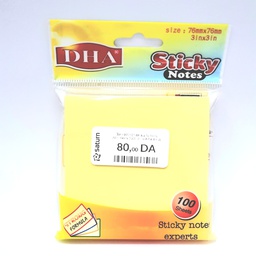 [DH-9803] STICKY NOTES 76x76mm 100F 1C JAUNE DHA