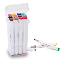 [81610] 12-COLOR DOUBLE-HEADED FELT-TIP PEN IN GOLDEN BOX
