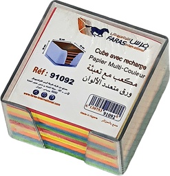 [91092] CUBE EN PAPIER 9x9cm AVEC SOCLE MULTI COULEUR UNI FARAS