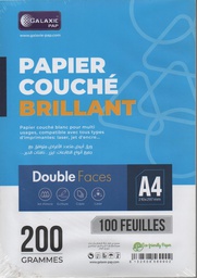 PAPIER COUCHÉ A4 200g BRILLANT DOUBLE DACES 100F GALAXIE