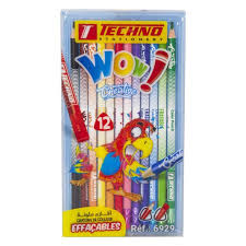 [6929] CRAYONS DE COULEUR 12/18 EN BOITE TECHNO WOWI