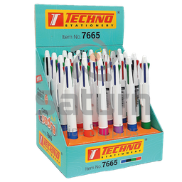 [7665] STYLO 4 COULEURS TECHNO QUADRA