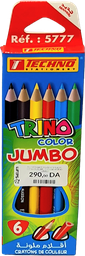 [5777] CRAYONS DE COULEUR 12/18 EN BOITE TECHNO TRINO JUMBO