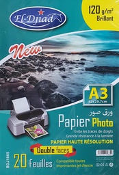 [BDJ1665] PAPIER PHOTO A3 120g/cm² DOUBLE FACES 20F EL-DJIAD