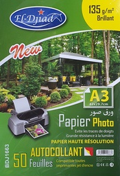 [BDJ1663] PAPIER PHOTO AUTOCOLLANT A3 135g 50F EL-DJIAD