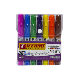 [8516] PACK DE 7 STYLO MARQUEUR TABLEAU BLANC RECHARGEABLE TETE BISEAUTÉE TECHNO