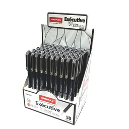 STYLO GEL 0.6mm NOIR UNOMAX EXECUTIVE SILVER