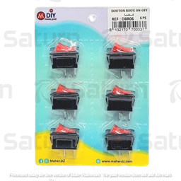 [DBR06] CARTE BOUTON ON/OFF ROUGE 6 pcs MAHER
