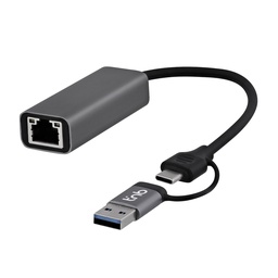 CARTE RESEAU EXTERNE RJ45 > USB A + USB TYPE C 3.1 GIGABIT