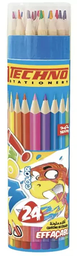 [5805] CRAYONS DE COULEUR EFFACABLE 24/18 EN TUBE TECHNO WOWI