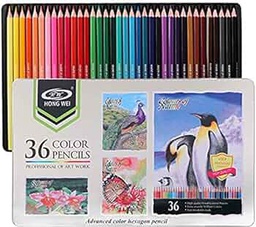 [3601GA]  COLORED PENCILS 36/18 METAL BOX HONG WEI