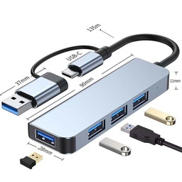 [MT-HB421] HUB USB 3.1 4 PORTS 2EN1 MACTECH