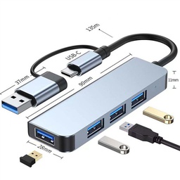 [MT-HB421] MACTECH USB 3.1 4 PORT 2IN1 HUB