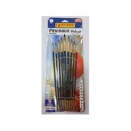 [4638]  ROUND WOODEN BRUSHES 9PCS TECHNO