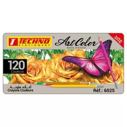 [6025] CRAYONS DE COULEUR 120PCS BOITE METAL TECHNO