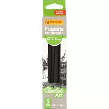[1286] FUSAINS DE DESSIN 7-8mm 5PCS TECHNO