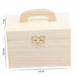 [6319]  WOODEN BOX WITH HANDLE 12x7x12.5cm TECHNO CREAWOOD