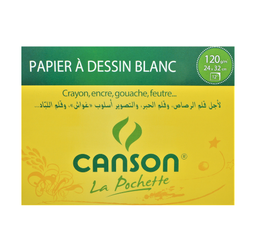 POCHETTE DE DESSIN CANSON BLANC 120g 24x32 12PCS CANSON FRANCE