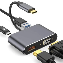 محول من النوع C إلى HDMI + VGA + USB 4 في 1
