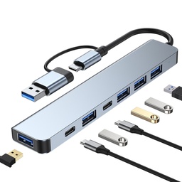[BYL-2217TU] موزع USB 3.0 + USB C إلى 5 منافذ USB + 2 منافذ USB C 7EN1