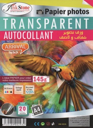 [INK0026] PAPIER PHOTO AUTOCOLLANT TRANSPARENT A4 20F INK STONE