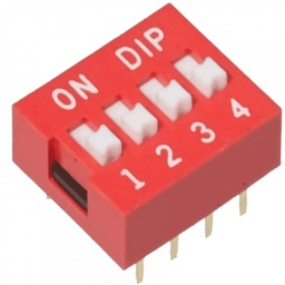 [SAT000297] مفتاح DIP أحمر 2.54 مم 4 مواضع 8 سنون