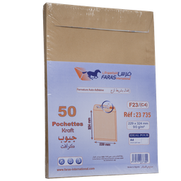 [23735] POUCH F23/C4 FARAS 22.9X32.4CM 90 G +KRAFT +ADH -FEN X50
